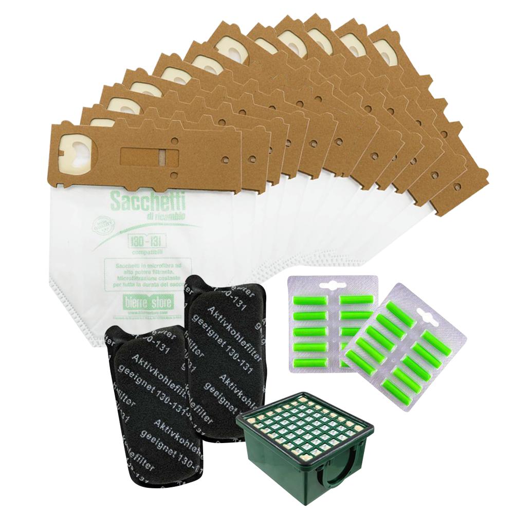bierre store sacchetti folletto vk 131 vk 130 12 pz microfibra + filtri compatibili - foto 1