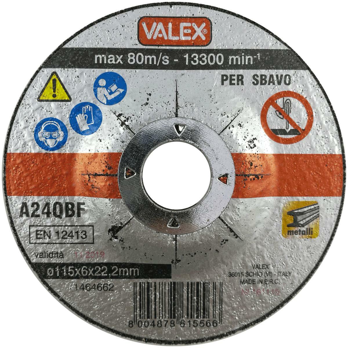valex disco sgrosso sbavatura metalli 115mm 6mm set 6pz - foto 1