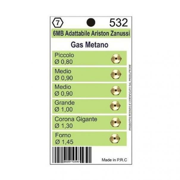 ariston zanussi ugelli gas metano cucine universali 6mb 5pz 532 - foto 1