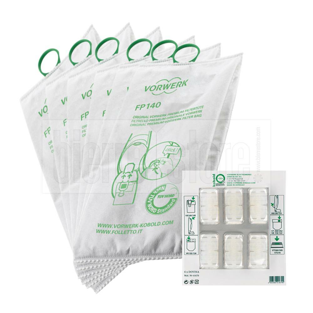 vorwerk sacchetti vk 140 vk 150 6 pz + profumi dovina originali - foto 1