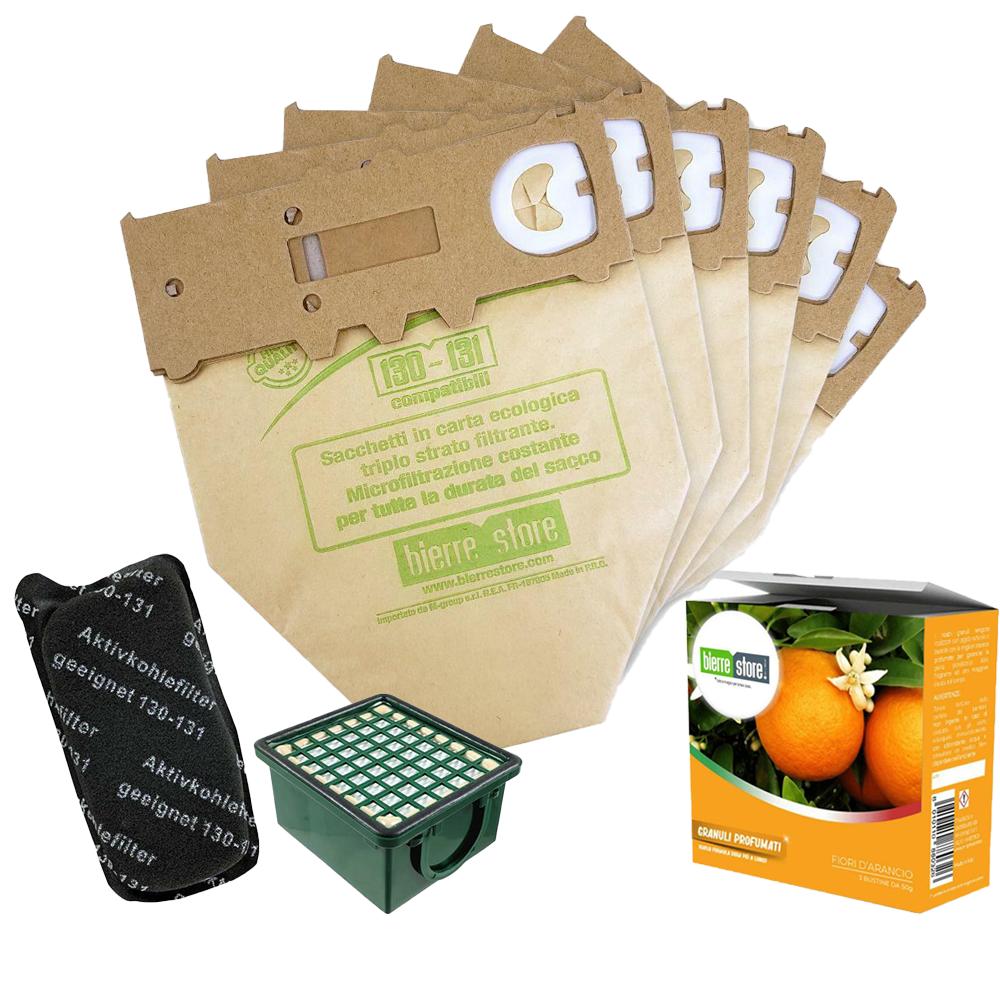 bierre store kit sacchetti folletto vk 130 - 131 6 pz + granuli fiori di arancio + filtri compatibili - foto 1