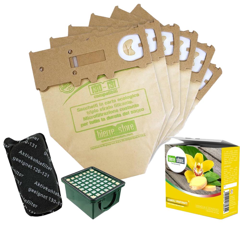 bierre store kit sacchetti folletto vk 130 - 131 6 pz + granuli vaniglia e zenzero + filtri compatibili - foto 1