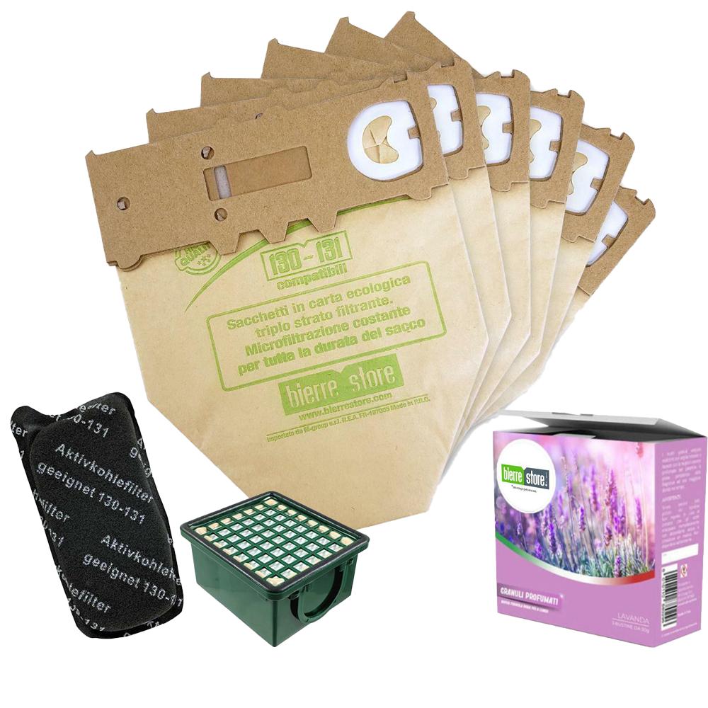 bierre store kit sacchetti folletto vk 130 - 131 6 pz + granuli lavanda + filtri compatibili - foto 1