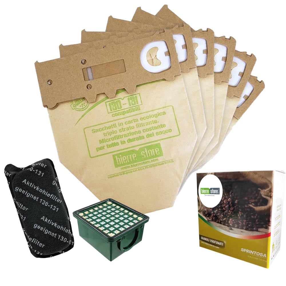 bierre store kit sacchetti folletto vk 130 - 131 6 pz + granuli sprintosa+ filtri compatibili - foto 1